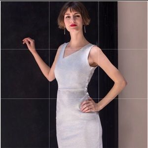 NWT Silver sparkle bodycon No Sweat dress by Betabrand Size XS w/ hidden pockets
